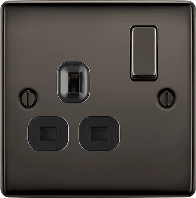 NEXUS METAL MATT BLACK SINGLE SWITCHED 13A POWER SOCKET