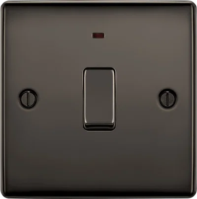 NEXUS METAL BLACK NICKEL SINGLE SWITCH, 20A WITH POWER INDICATOR