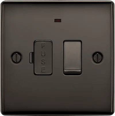 NEXUS METAL BLACK NICKEL SWITCHED 13A FUSED CONNECTION UNIT, WITH POWER INDICATOR