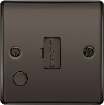 NEXUS METAL BLACK NICKEL UNSWITCHED 13A FUSED CONNECTION UNIT, WITH CABLE OUTLET