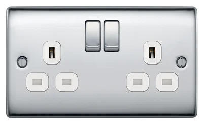 NEXUS METAL PEARL NICKEL DOUBLE SWITCHED 13A POWER SOCKET