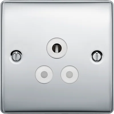 NEXUS METAL POLISHED CHROME SINGLE ROUND PIN UNSWITCHED 5A SOCKET
