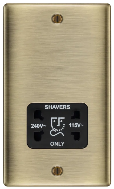 NEXUS METAL ANTIQUE BRASS DUAL VOLTAGE SHAVER SOCKET