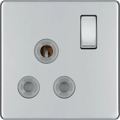 CHROME - 1 GANG 2 PIN 16A EURO SOCKET - GREY