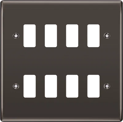 GRID FRONT PLATE MTL NX - BLACK NICKEL - 8 GANG