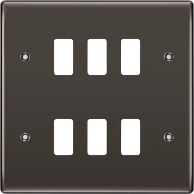 GRID FRONT PLATE MTL NX - BLACK NICKEL - 6 GANG