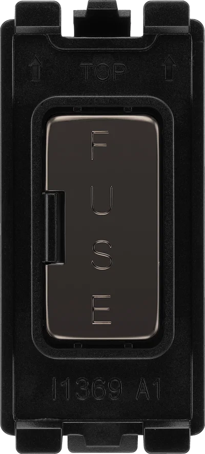 GRID FUSE HOLDER MODULE 13A FUSE FITTED - BLACK NICKEL