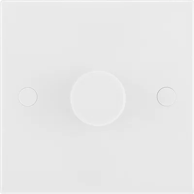 WHITE MOULDED SQUARE EDGE 400W SINGLE DIMMER SWITCH, 2-WAY PUSH ON/OFF
