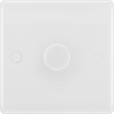 WHITE NEXUS MOULDED 200W SINGLE DIMMER SWITCH, 2-WAY PUSH ON/OFF, TRAILING EDGE