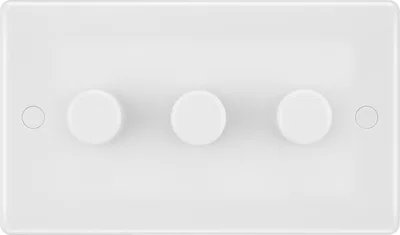 WHITE NEXUS MOULDED 200W TRIPLE DIMMER SWITCH, 2-WAY PUSH ON/OFF, TRAILING EDGE
