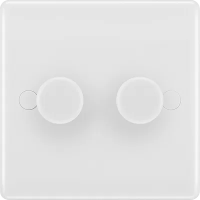 WHITE NEXUS MOULDED 200W DOUBLE DIMMER SWITCH, 2-WAY PUSH ON/OFF, TRAILING EDGE
