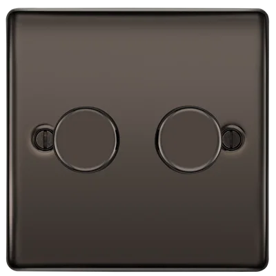 NEXUS METAL BLACK NICKEL 400W DOUBLE DIMMER SWITCH, 2-WAY PUSH ON/OFF