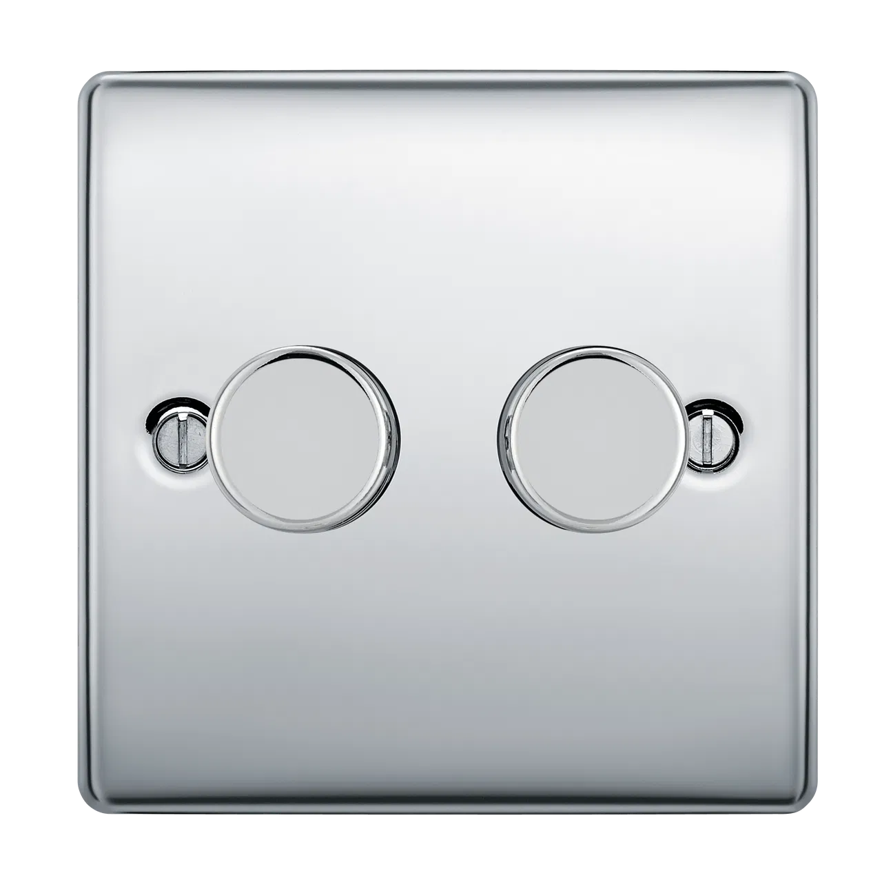 NEXUS METAL POLISHED CHROME 400W DOUBLE DIMMER SWITCH, 2-WAY PUSH ON/OFF