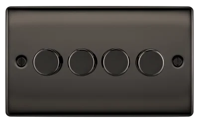 NEXUS METAL BLACK NICKEL 400W QUADRUPLE DIMMER SWITCH, 2-WAY PUSH ON/OFF