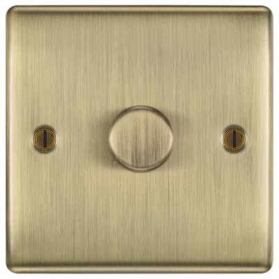 NEXUS METAL ANTIQUE BRASS 200W SINGLE DIMMER SWITCH, 2-WAY PUSH ON/OFF, TRAILING EDGE