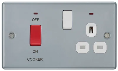 METAL CLAD 45A COOKER CONTROL UNIT WITH SWITCHED 13A POWER SOCKET