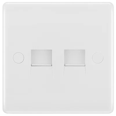 WHITE MOULDED SQUARE EDGE DOUBLE SLAVE TELEPHONE SOCKET, IDC TYPE