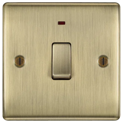 NEXUS METAL ANTIQUE BRASS SINGLE SWITCH, 20A WITH POWER INDICATOR