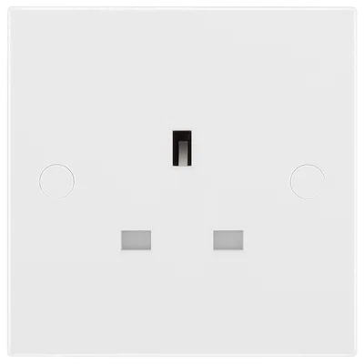 WHITE MOULDED SQUARE EDGE SINGLE UNSWITCHED 13A POWER SOCKET
