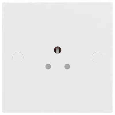 WHITE MOULDED SQUARE EDGE SINGLE ROUND PIN UNSWITCHED 2A SOCKET