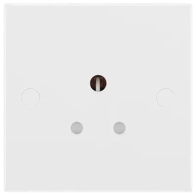 WHITE MOULDED SQUARE EDGE SINGLE ROUND PIN UNSWITCHED 5A SOCKET