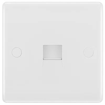 WHITE MOULDED SQUARE EDGE SINGLE MASTER TELEPHONE SOCKET, IDC TYPE