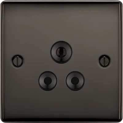 NEXUS METAL BLACK NICKEL SINGLE ROUND PIN UNSWITCHED 5A SOCKET