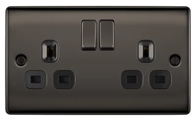 NEXUS METAL MATT BLACK DOUBLE SWITCHED 13A POWER SOCKET