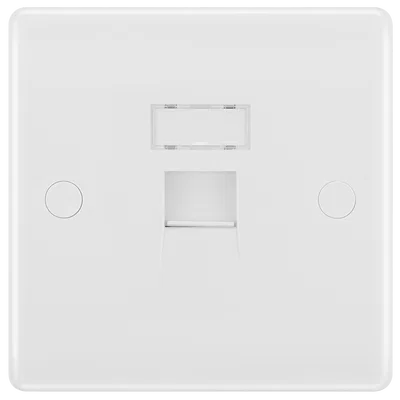 WHITE NEXUS MOULDED SINGLE RJ45 TELEPHONE SOCKET, IDC TYPE