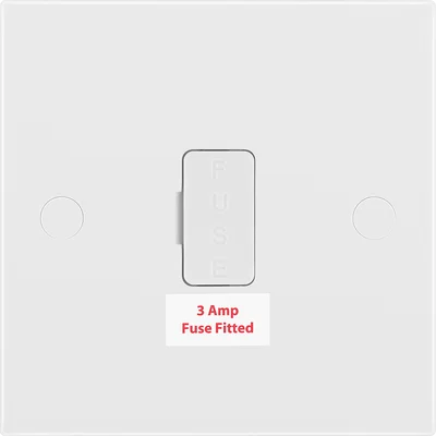 WHITE MOULDED SQUARE EDGE UNSWITCHED 3A FUSED CONNECTION UNIT