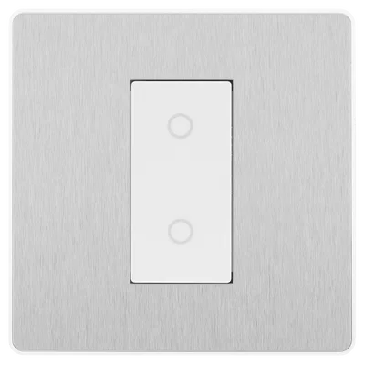 EVOLVE BRUSHED STEEL (WHITE) 200W SINGLE TOUCH DIMMER SWITCH, 2-WAY SECONDARY