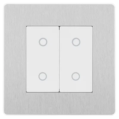 EVOLVE BRUSHED STEEL (WHITE) 200W DOUBLE TOUCH DIMMER SWITCH, 2-WAY SECONDARY