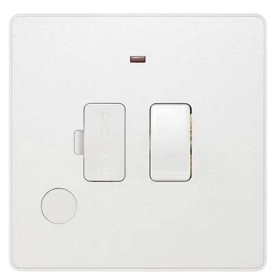 EVOLVE PEARLESCENT WHITE (WHITE) SWITCHED 13A FUSED CONNECTION UNIT WITH POWER LED INDICATOR, AND FLEX OUTLET