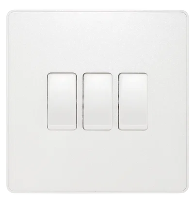EVOLVE PEARLESCENT WHITE (WHITE) TRIPLE LIGHT SWITCH, 20A 16AX, 2 WAY