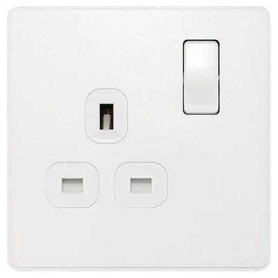 EVOLVE PEARLESCENT WHITE (WHITE) SINGLE SWITCHED 13A POWER SOCKET + 2 X USB (2.1A)