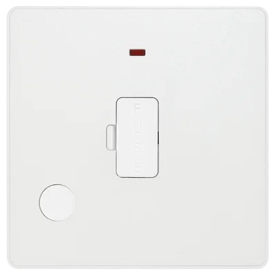 EVOLVE PEARLESCENT WHITE (WHITE) UNSWITCHED 13A FUSED CONNECTION UNIT WITH POWER LED INDICATOR, AND FLEX OUTLET