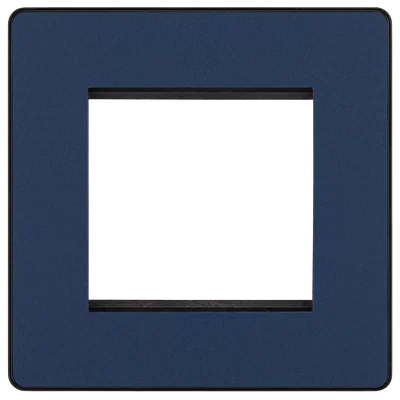 EVOLVE MATT BLUE (BLACK) TWIN EURO MODULE APERTURE SINGLE FRONT PLATE (50 X 50)