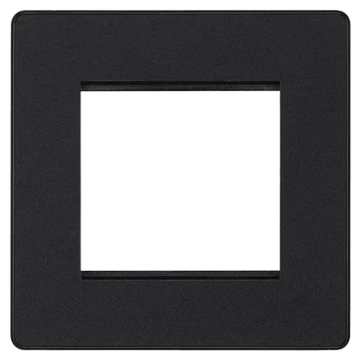 EVOLVE ANTIQUE BRASS - BLACK TWIN EURO MODULE APERTURE SINGLE FRONT PLATE (50 X 50)
