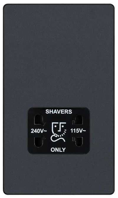 EVOLVE MATT GREY (BLACK) DUAL VOLTAGE SHAVER SOCKET 115/240V