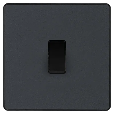 EVOLVE MATT GREY (BLACK) SINGLE LIGHT SWITCH, 20A 16AX, 2 WAY