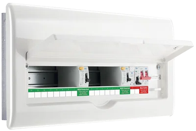 Metal Consumer Unit 11 Way with 100A main Switch, 2 x 63A Type A 30mA RCD, 10 x MCB's , 1 x SPD 1 x 32A MCB