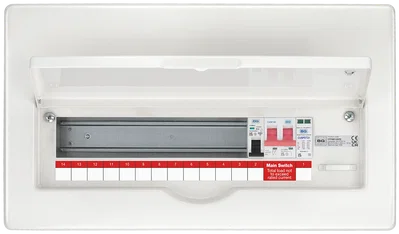 Metal Consumer Unit 15 way with 100A Main Switch,1 x SPD 1 x SPD Protective Device, 4 x Cover Blanks And Up Opening Front Cover