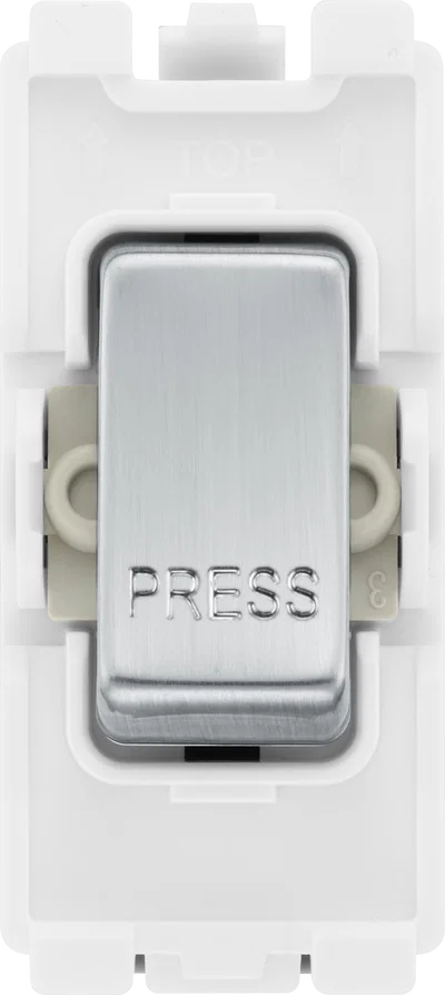 GRID 20AX SWITCH MODULE 1 WAY RETRACTIVE - "PRESS" - BRUSHED STEEL
