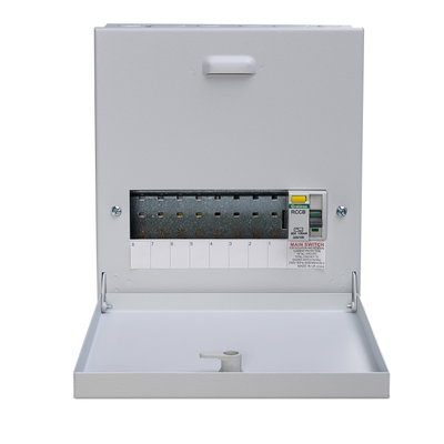 8-Way 80A Surface 1P+N Distribution Board c/w 80A 100mA RCCB