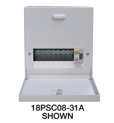 11-Way 80A Surface 1P+N Distribution Board c/w 80A 100mA RCCB