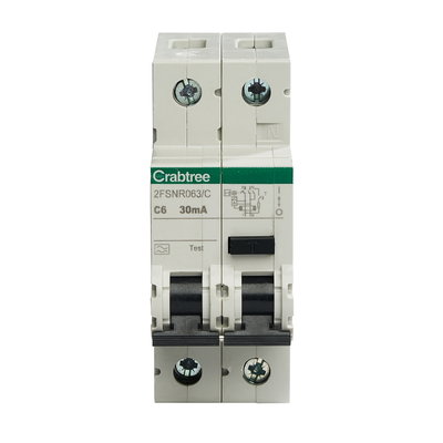 6A 30mA SPswN C Curve 6kA Type A 2 Module Stand Alone Bi-Directional RCBO