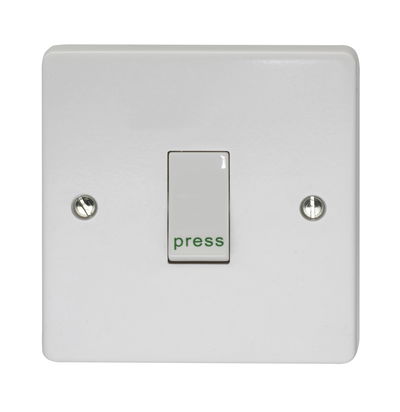 10A 1 Gang 2 Way Retractive Switch Printed 'Press'