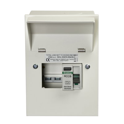 2 Way Consumer Unit RCD Incomer 63A 30mA