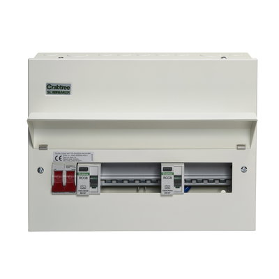 9 Way Dual RCD Consumer Unit 100A Main Switch, 100A 30mA RCD +5, 100A 30mA RCD +4