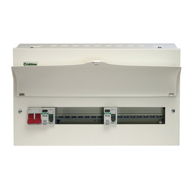 14 Way Dual RCD Consumer Unit 100A Main Switch, 100A 30mA RCD +7, 100A 30mA RCD +7